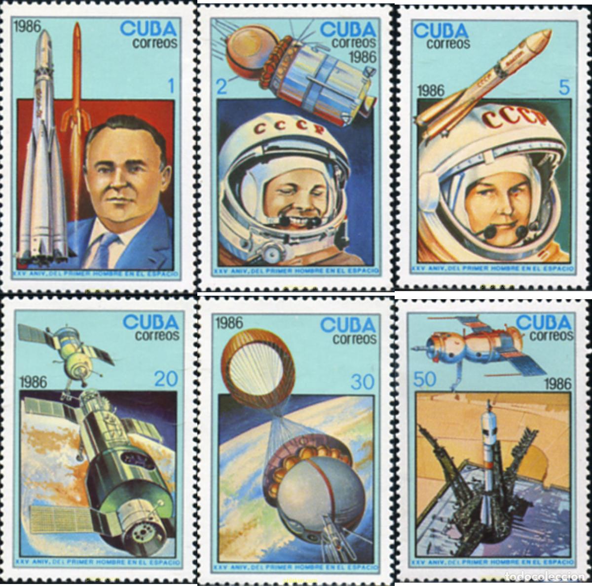 Sellos: 208260 MNH CUBA 1986 25 ANIVERSARIO DEL HOMBRE EN EL ESPACIO