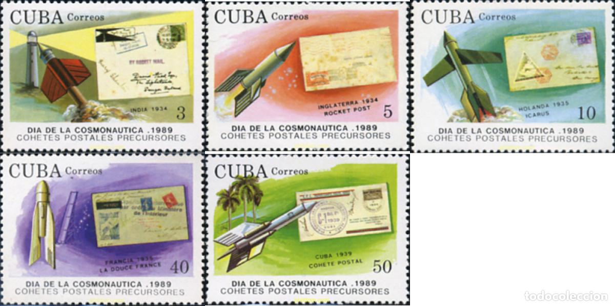 Sellos: 793373 MNH CUBA 1989 DIA DE LA COSMONAUTICA Y DEL ANIVERSARIO DEL INGENIERO KONSTANTIN TSIOLKOVSKI
