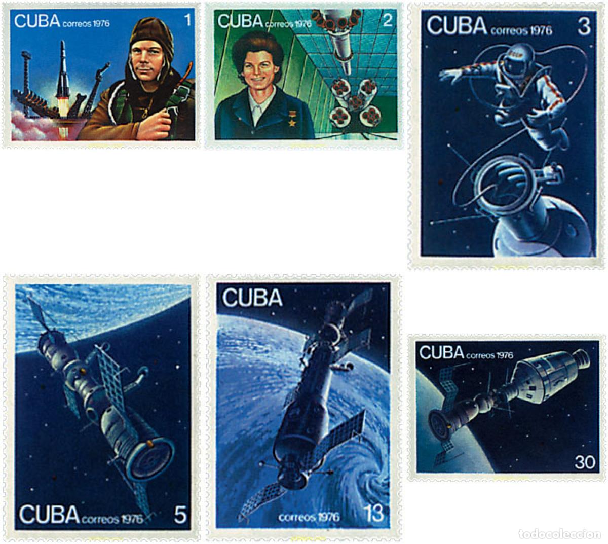 Sellos: 58720 MNH CUBA 1976 15 ANIVERSARIO DEL PRIMER HOMBRE AL ESPACIO