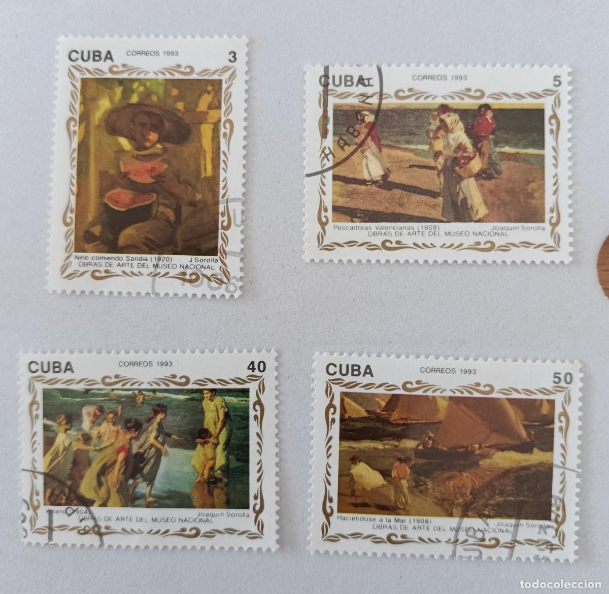 Sellos: Sellos Cuba 1993, Obras de arte del Museo Nacional, edifil 3835/3836, 3839/3840