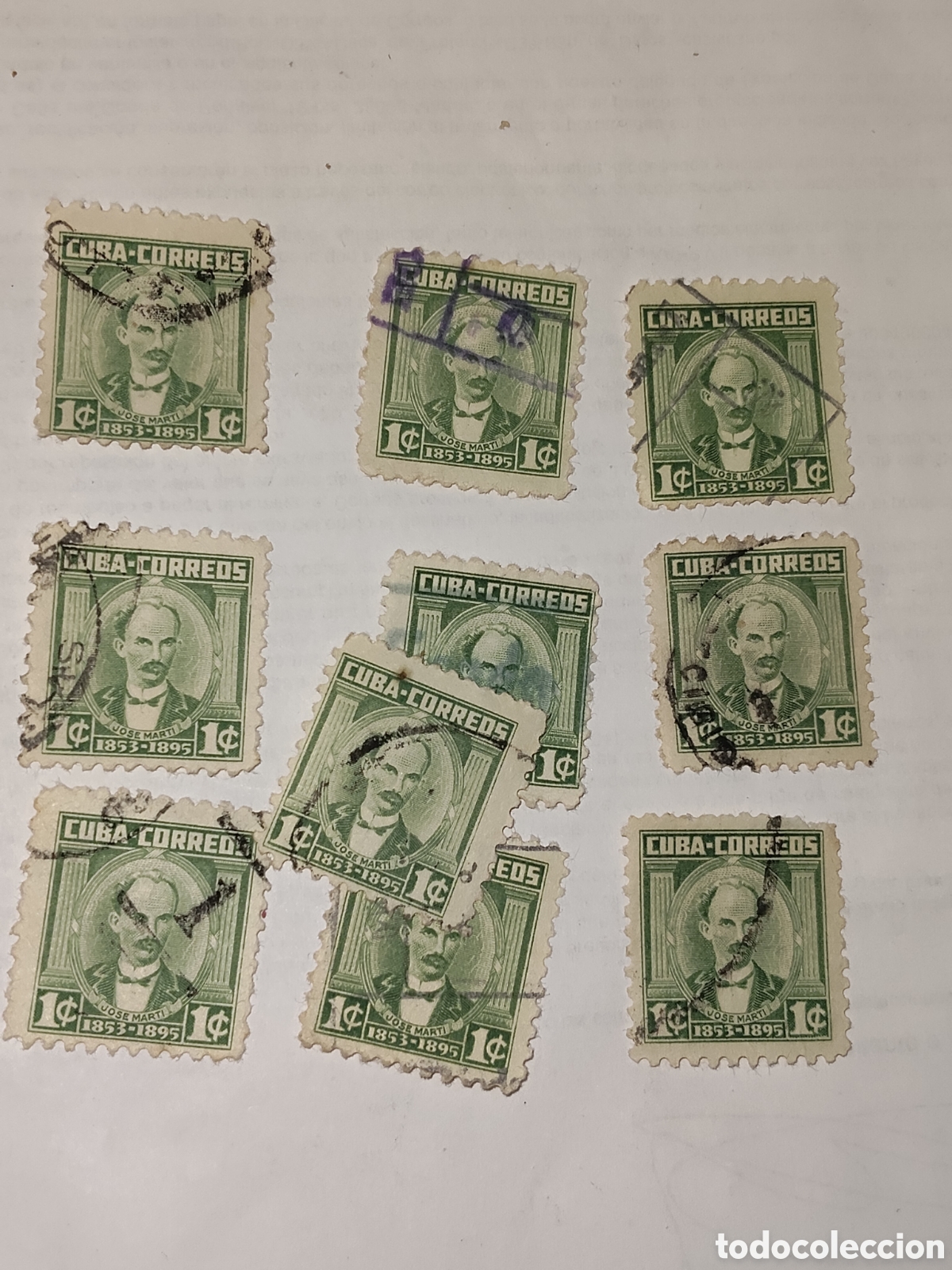 Sellos: 10 sellos de Cuba Jos&eacute; Marti H&eacute;roe Nacional 1954 usado