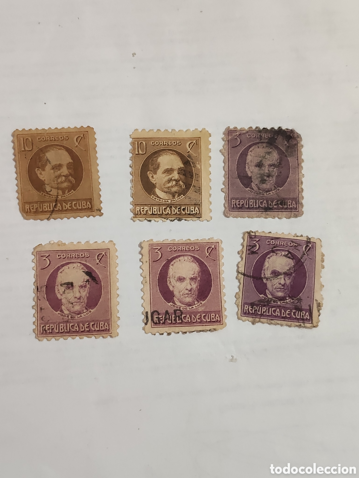 Sellos: 6 sellos de Cuba Jos&eacute; de la Luz caballero fil&oacute;sofo y educador cubano 1917 usados