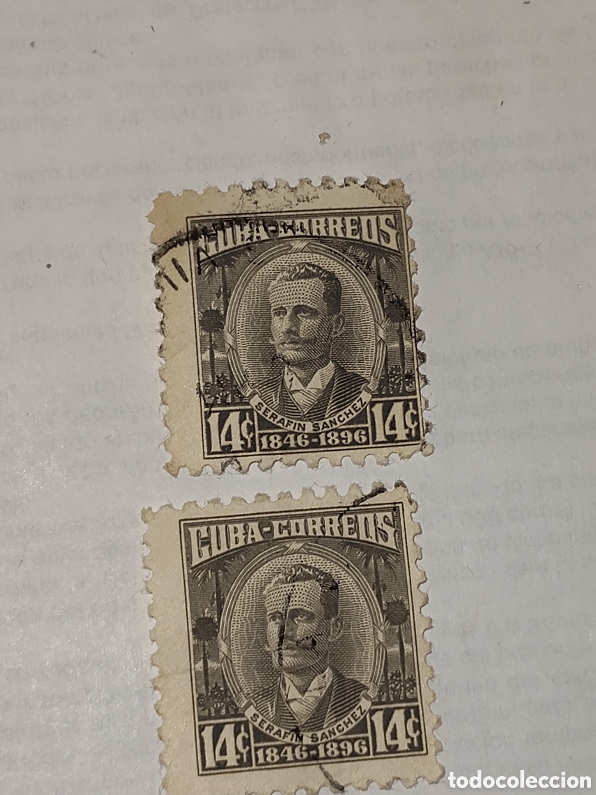 Sellos: 2 Sellos de Cuba General y patriota cubano Seraf&iacute;n S&aacute;nchez Valdivia 1954-56