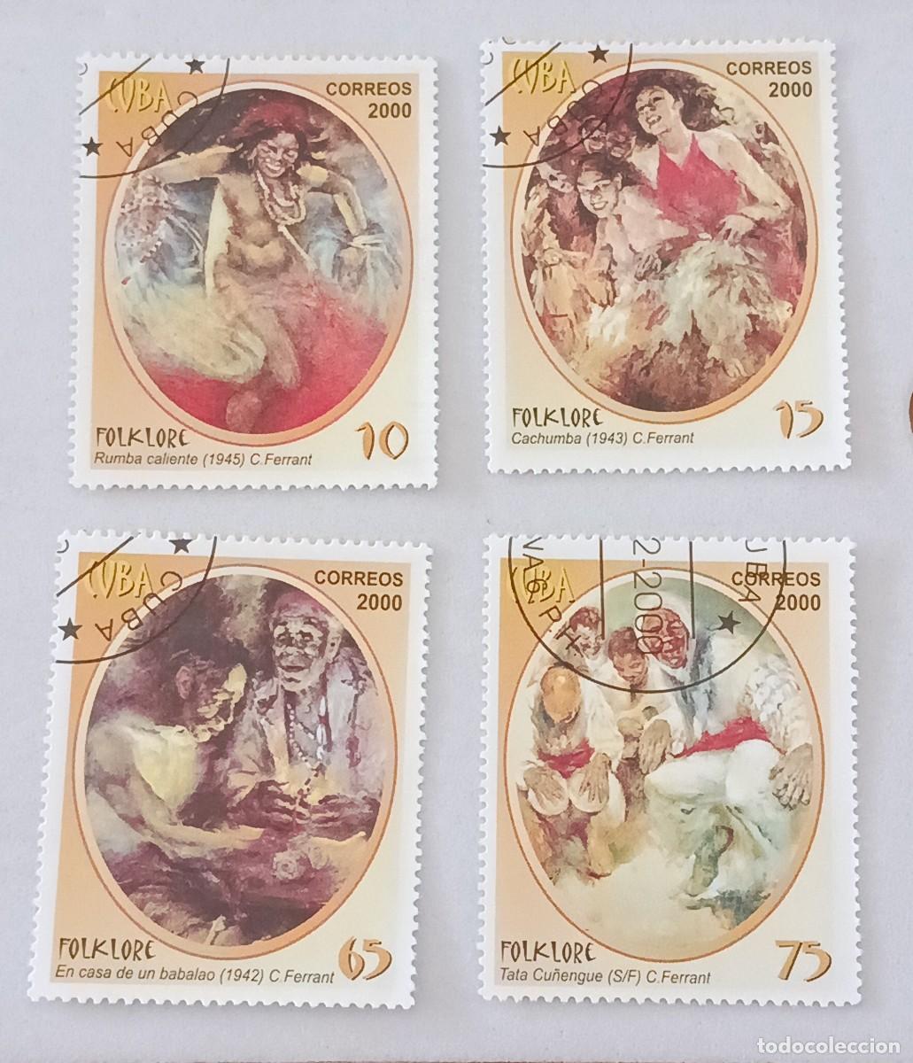 Sellos: Sellos Cuba 2000, Folklore, Pinturas de Concha Ferrant. edifil 4401/4404