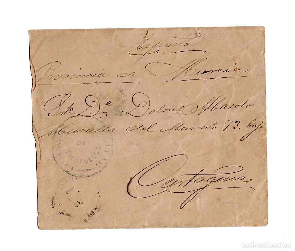 Sellos: SOBRE CIRCULADO DE CIENFUEGOS, CUBA A CARTAGENA. A&Ntilde;O 1896