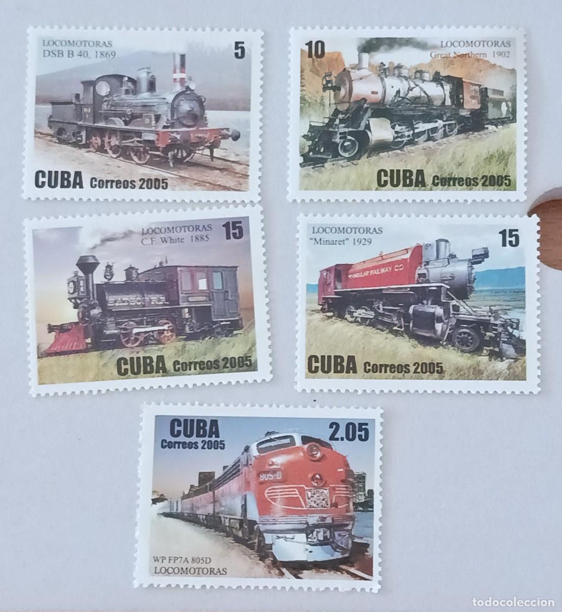 Sellos: Sellos Cuba 2005, Locomotoras. edifil 4850/4854