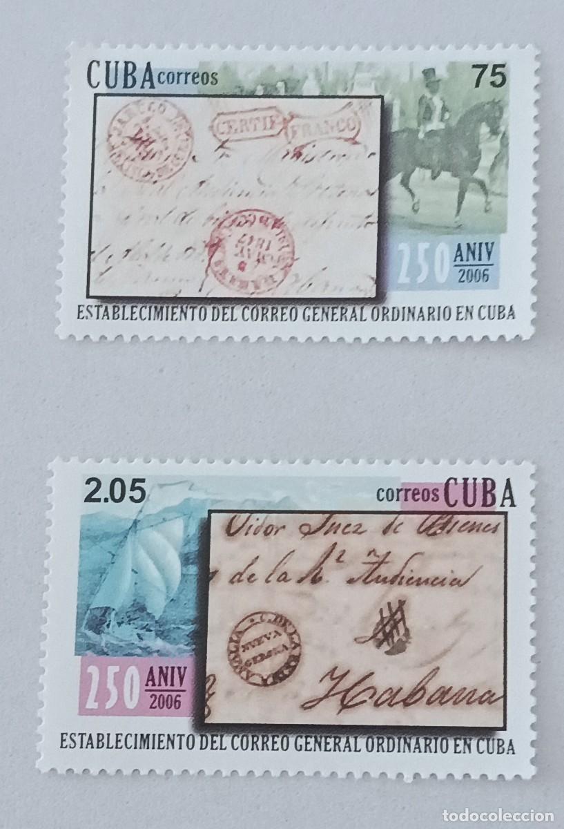 Sellos: Sellos Cuba 2006, 250 aniversario de la implantaci&oacute;n del Correo en Cuba. edifil 4924/4925