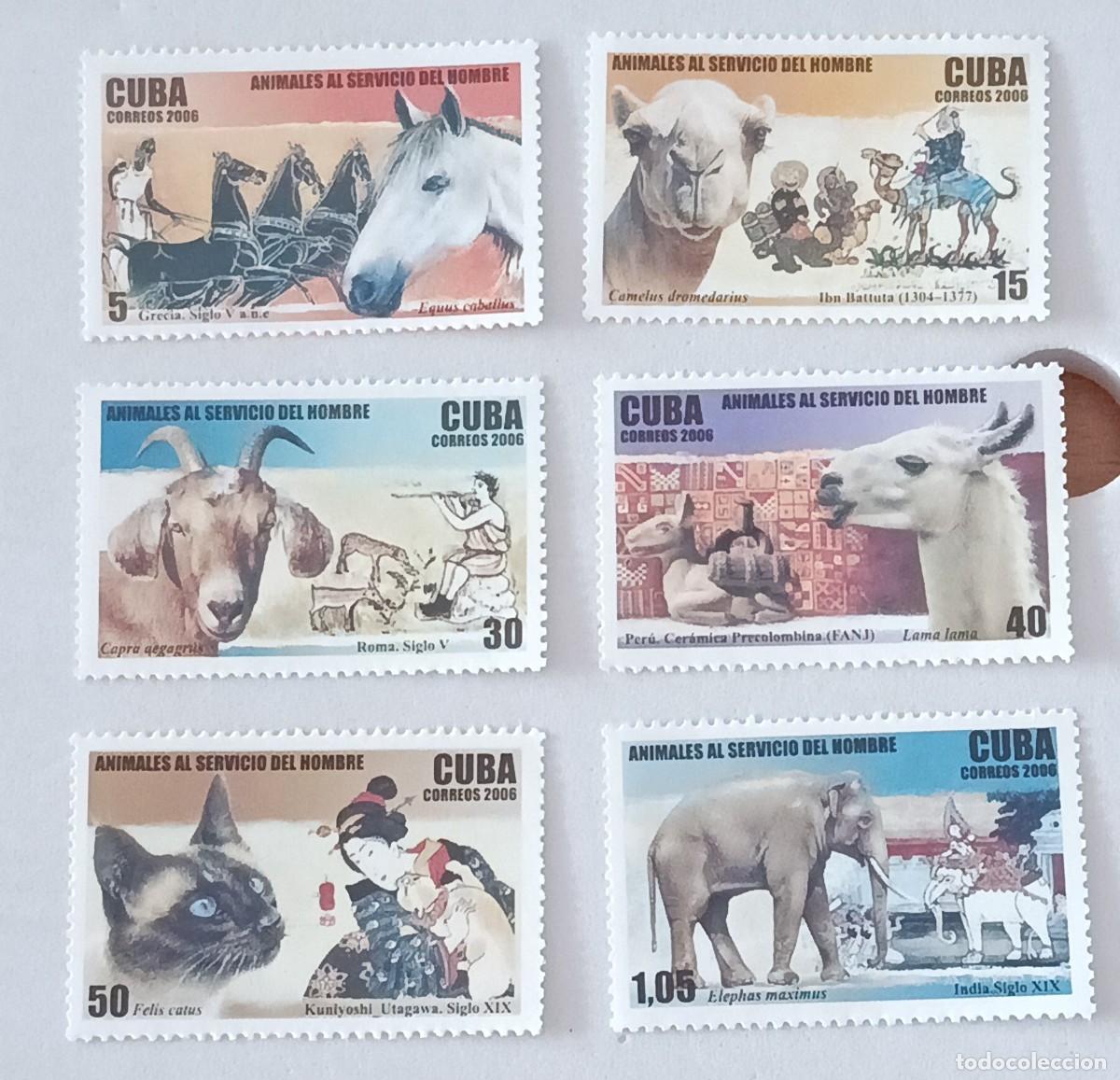 Sellos: Sellos Cuba 2006, Animales al servicio del Hombre. edifil 4990/4995