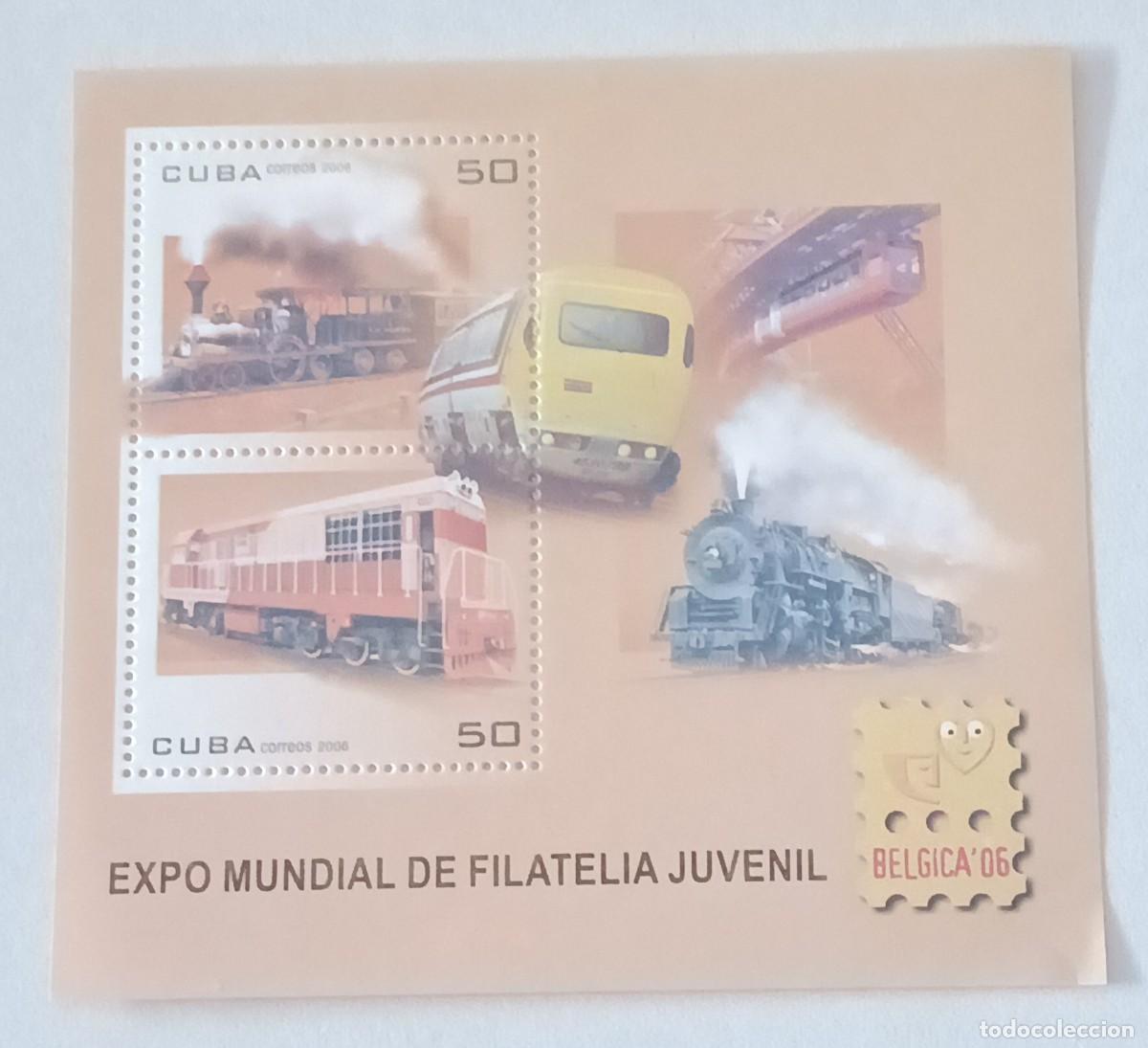 Sellos: Sellos Cuba 2006, Exp. Mundial de Filatelia Juvenil, B&Eacute;LGICA&acute;06. Trenes. edifil 5010