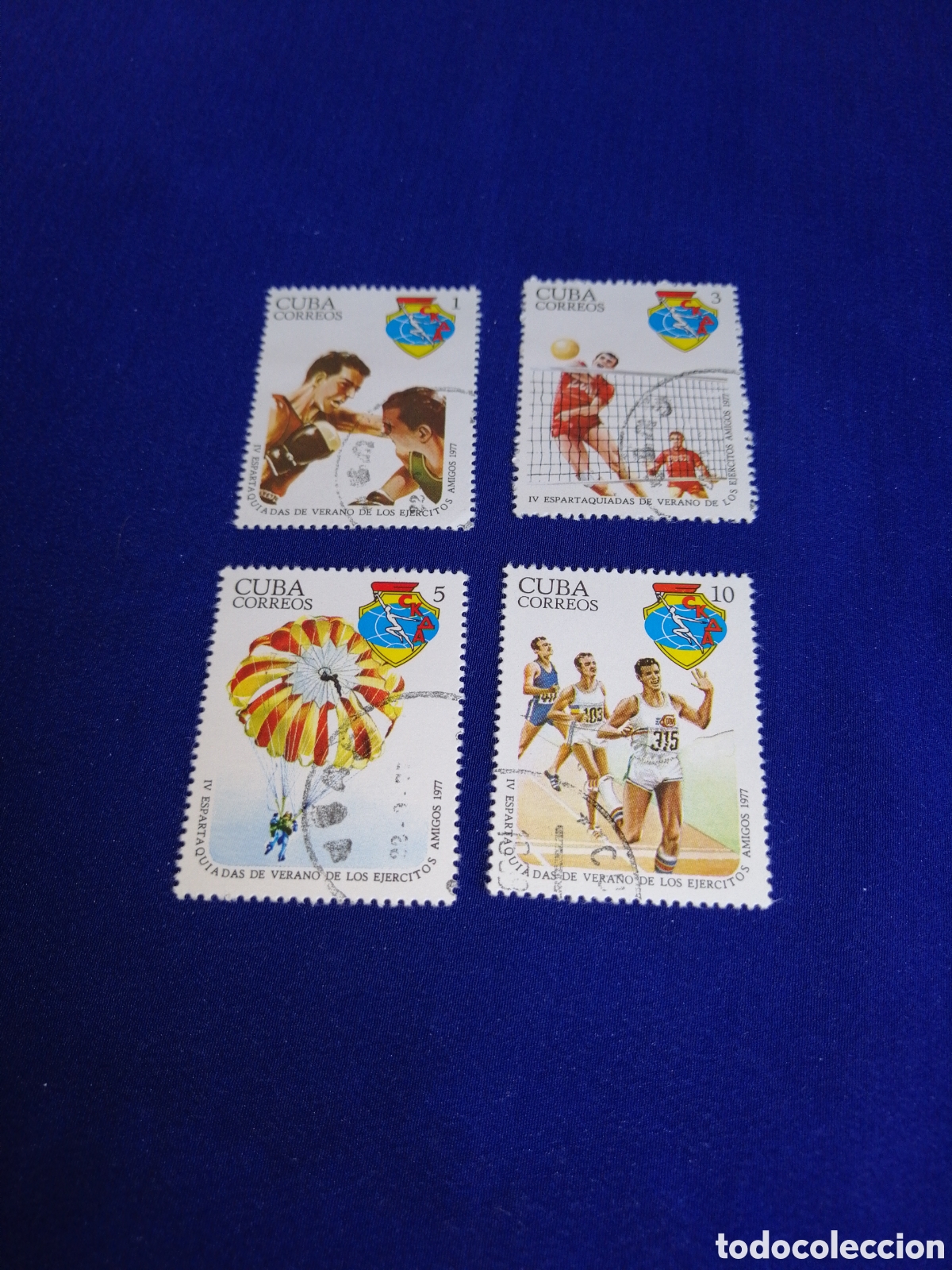 Sellos: CUBA LOTE IV ESPARTAQUIADAS DE VERANO DE LOS EJ&Eacute;RCITOS AMIGOS 1977 SELLOS USADOS