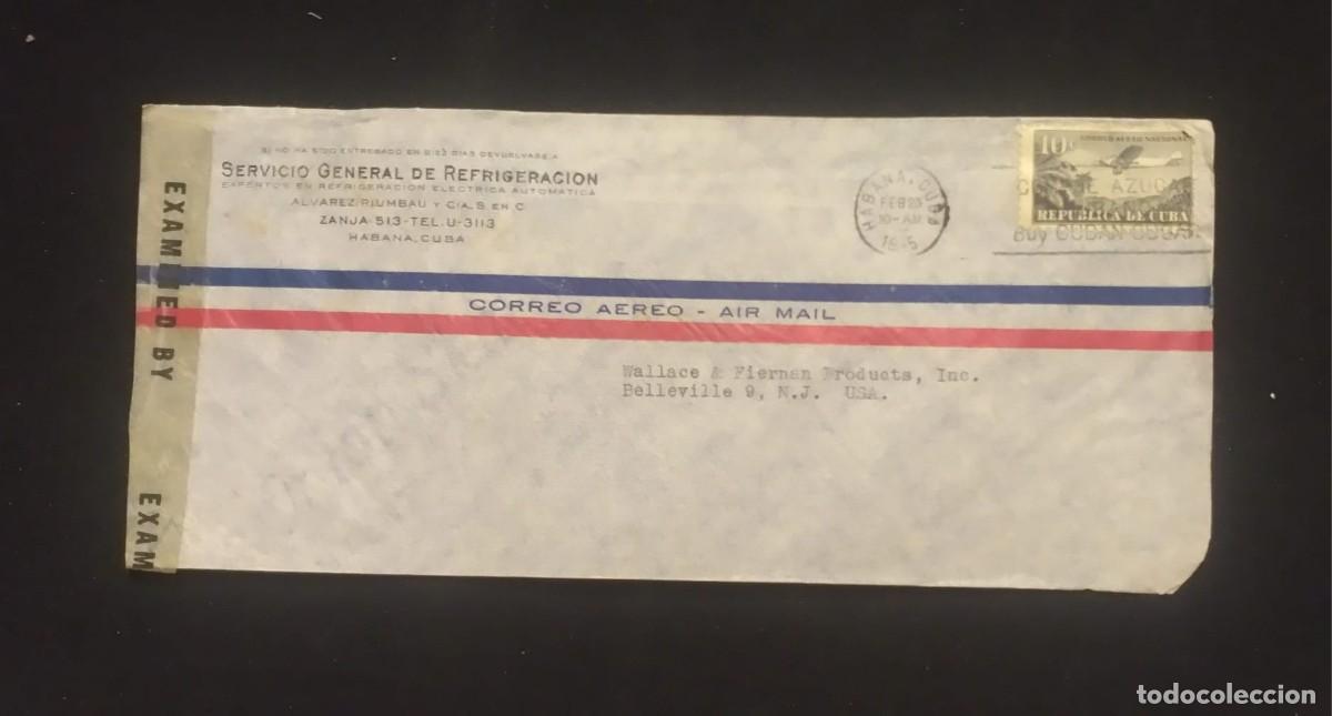 Sellos: TS) 1945 CUBA, CENSORSHIP,SLOGAN CANCELLATION,AIRMAIL, COVER SENT FROM HAVANA TO NEW JERSEY,WITH A P