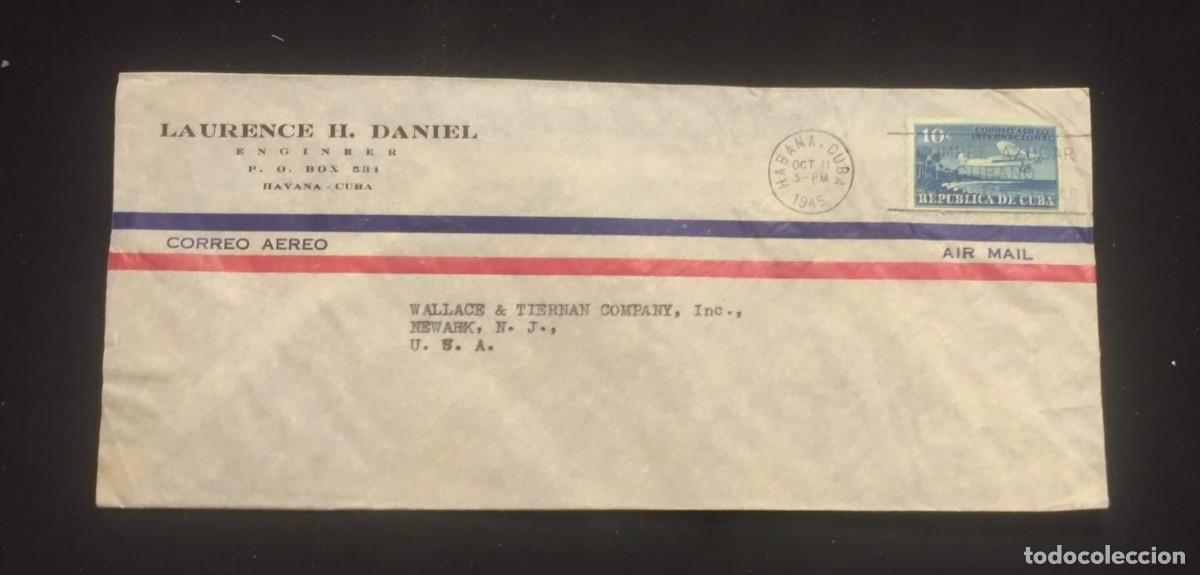 Sellos: TS) 1945 CUBA, SLOGAN CANCELLATION,AIRMAIL, COVER SENT FROM HAVANA TO NEW JERSEY,VF.