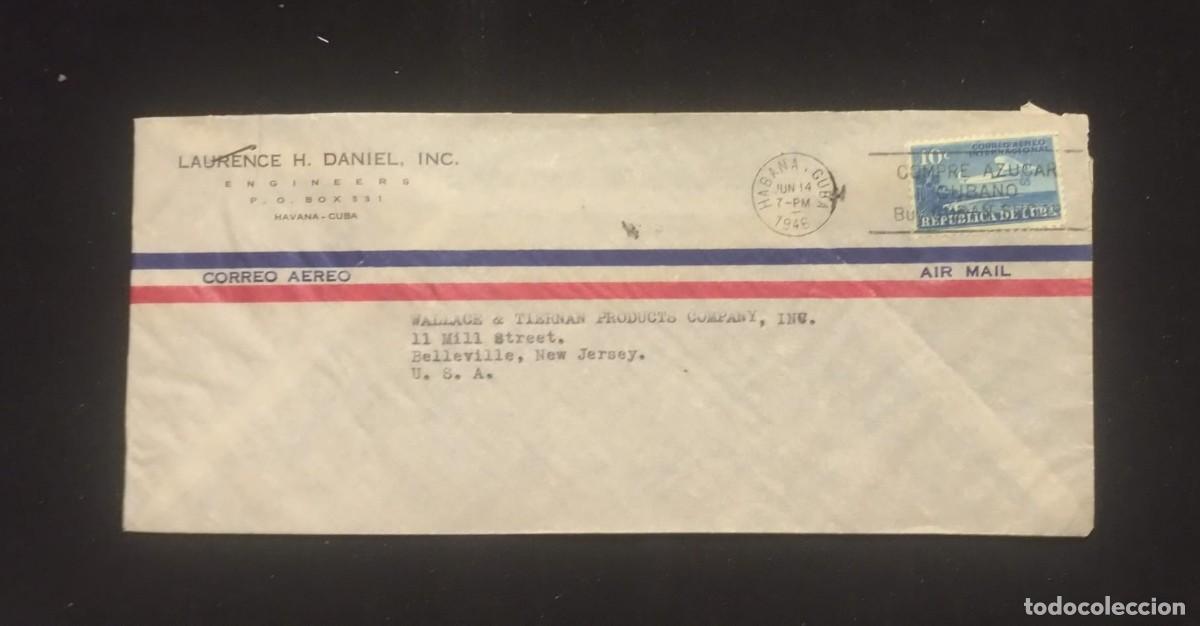 Sellos: TS) 1946 CUBA, SLOGAN CANCELLATION,AIRMAIL, COVER SENT FROM HAVANA TO NEW JERSEY,VF.