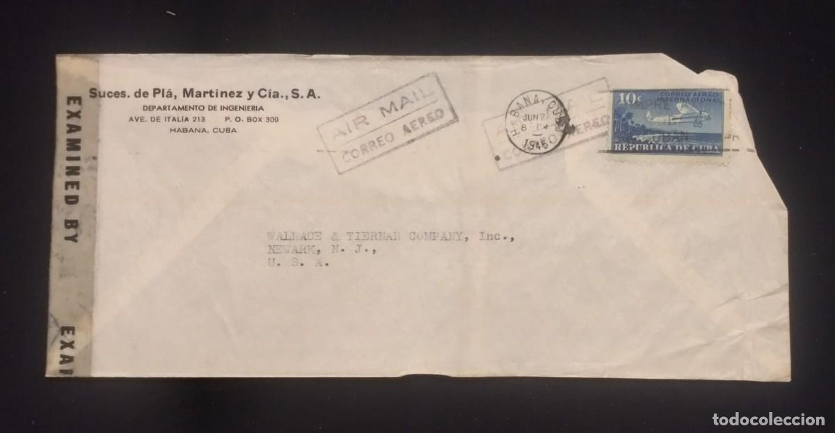 Sellos: TS) 1945 CUBA,CENSORSHIP, SLOGAN CANCELLATION,AIRMAIL, COVER SENT FROM HAVANA TO NEW JERSEY,VF.