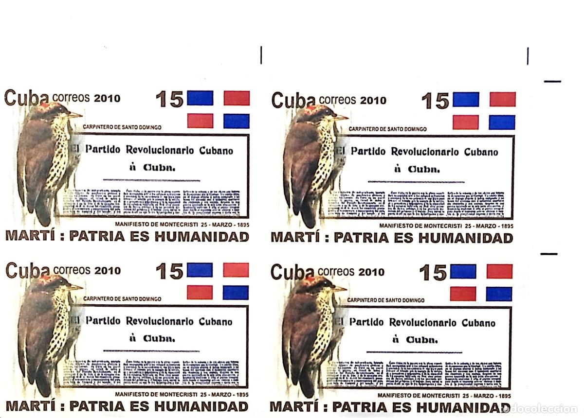 Sellos: MI) 2010 CUBA, DIE PROOF, IMPERFORATE BLOCK OF 4; FEATURES THE MONTECRISTI MANIFESTO SIGNED BY JOS&Eacute;