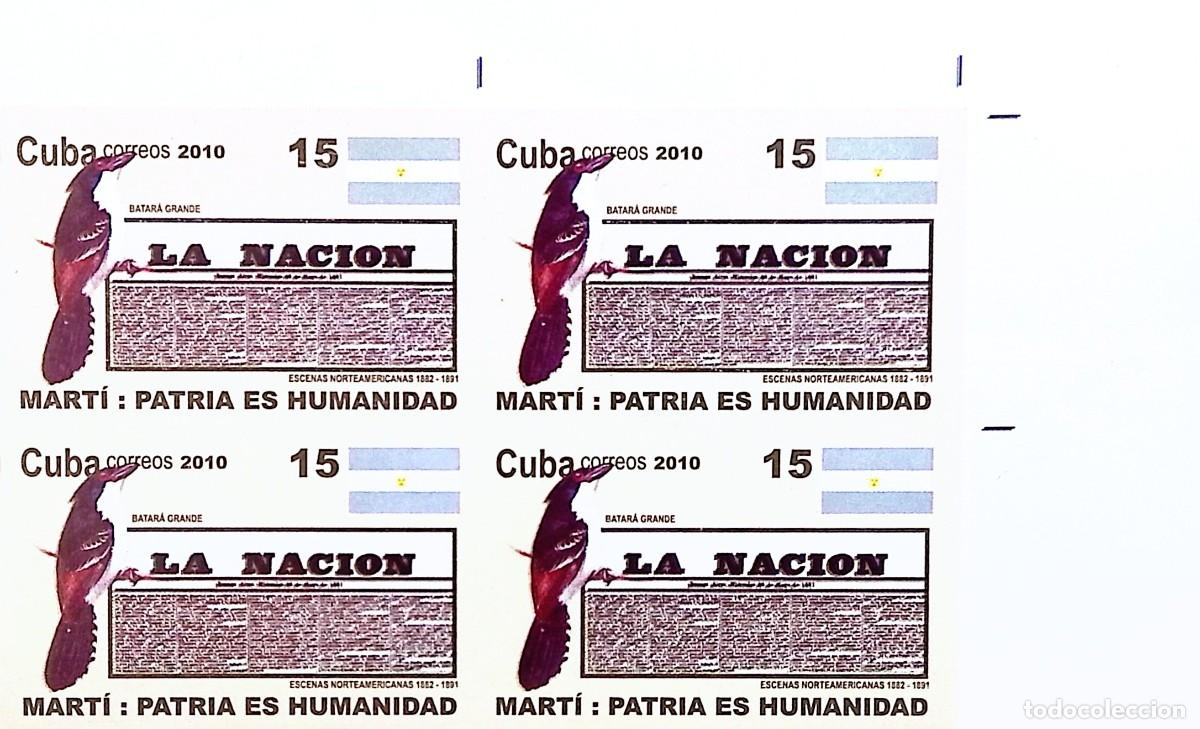 Sellos: MI) 2010 CUBA, DIE PROOF, IMPERFORATE BLOCK OF 4; COMMEMORATES THE JOURNALISTIC AND LITERARY WORK OF