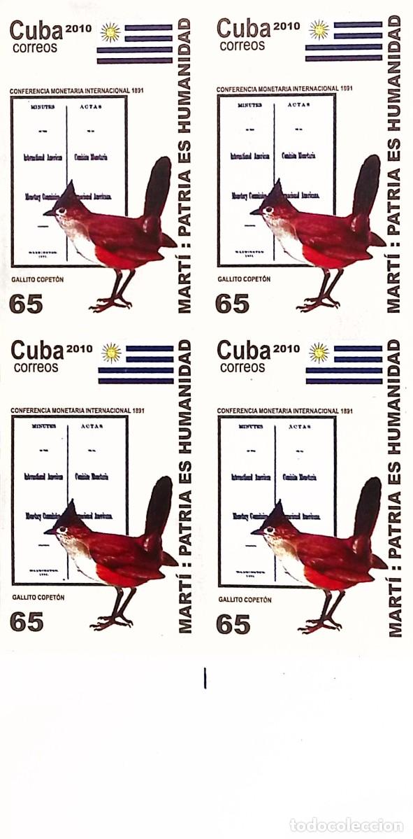 Sellos: MI) 2010 CUBA, DIE PROOF, IMPERFORATE BLOCK OF 4, LATIN AMERICAN FAUNA FEATURING THE HISTORY AND LEG