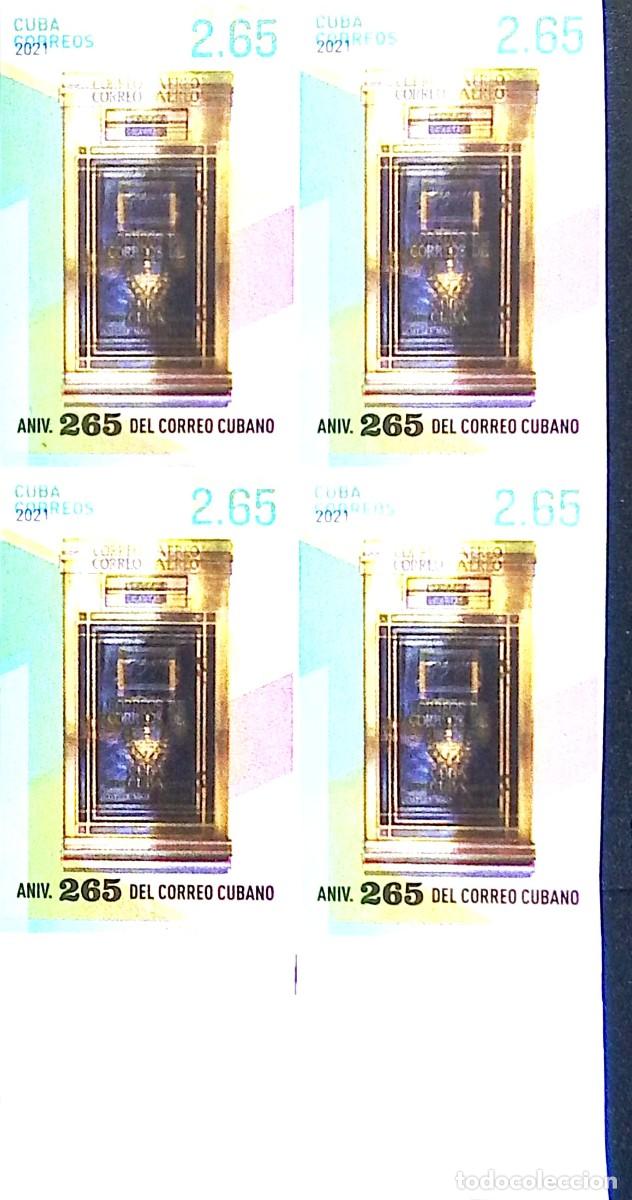 Sellos: MI) 2021 CUBA, DIE PROOF, BLOCK OF 4 WITH COLOR VARIATION AND IMPERFORATE, COMMEMORATING THE 265TH A