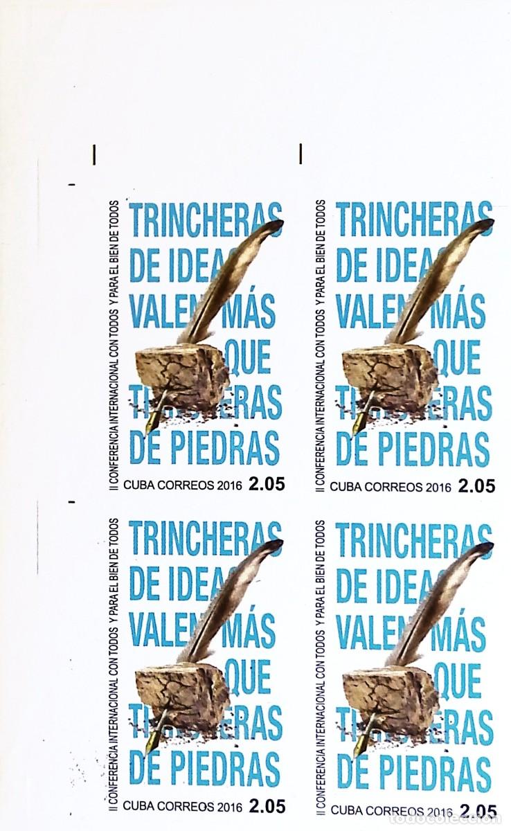 Sellos: MI) 2016 CUBA, DIE PROOF, IMPERFORATE BLOCK OF 4, &rdquo;WITH ALL AND FOR THE GOOD OF ALL&rdquo; INTERNATIONAL C