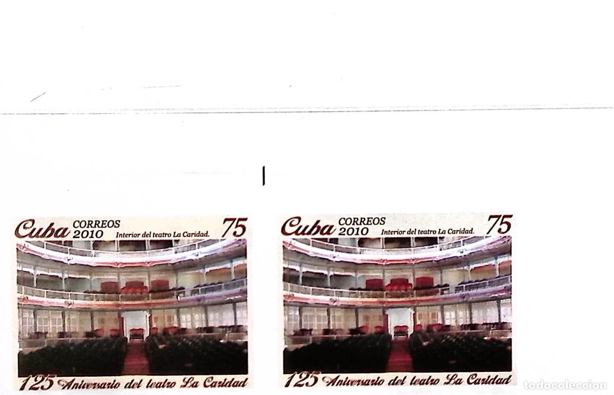 Sellos: MI) 2010 CUBA, DIE PROOF, IMPERFORATE PAIR, LA CARIDAD THEATER ANNIVERSARY, MNH