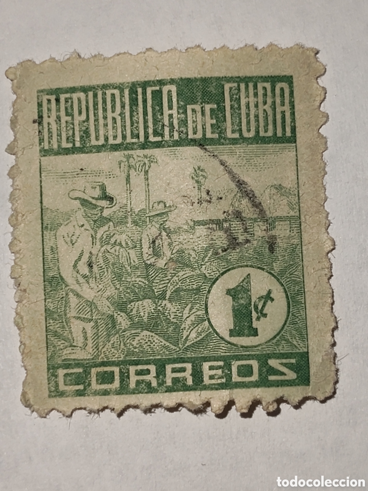 Selos: Sello de Cuba recolecci&oacute;n de tabaco 1948 usado