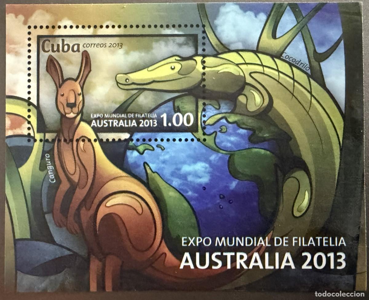 Sellos: OTEN182, CUBA, 2013, FAUNA, AUSTRALIA, CANGURO, HOJA-BLOQUE NUEVA