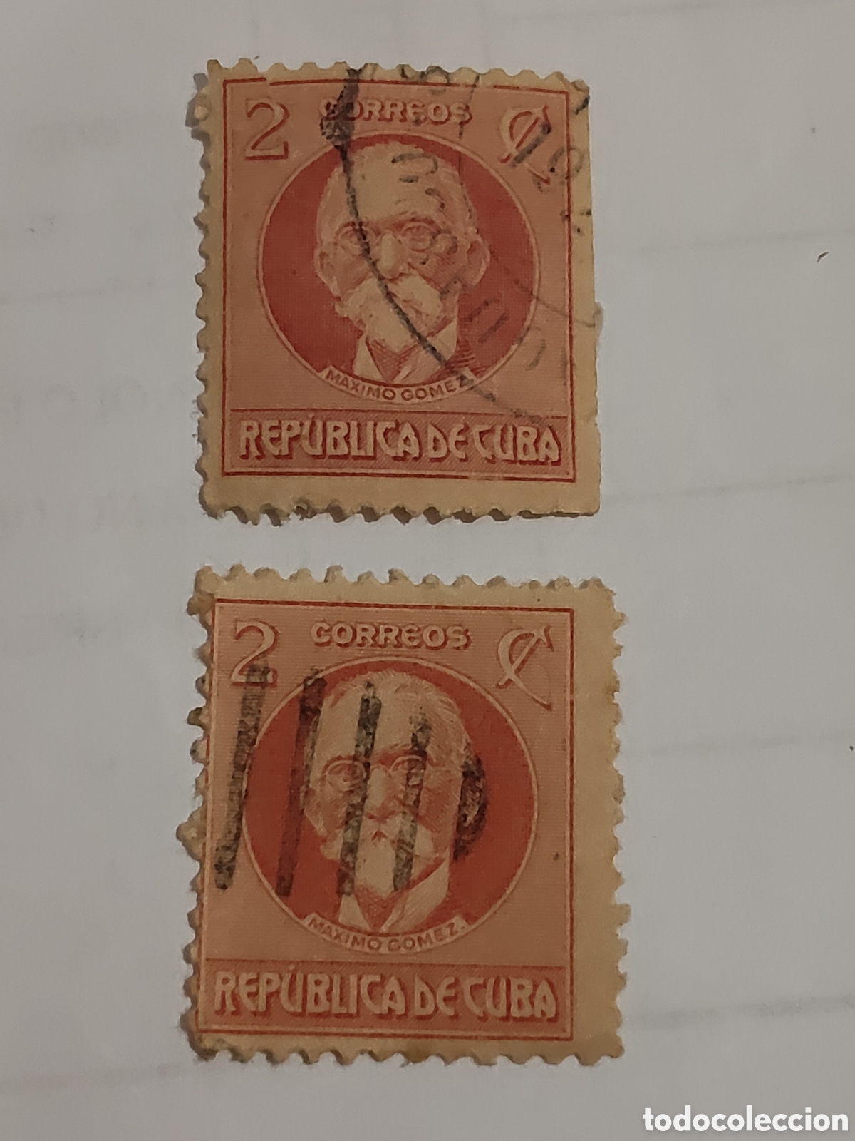 Sellos: 2 Sellos de Cuba M&aacute;ximo G&oacute;mez figura clave de la Independencia de Cuba 1917 usado