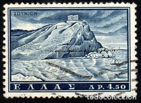 Sellos: Grecia. Te,plo de Poseid&oacute;n. 1961. YT-736. Usado