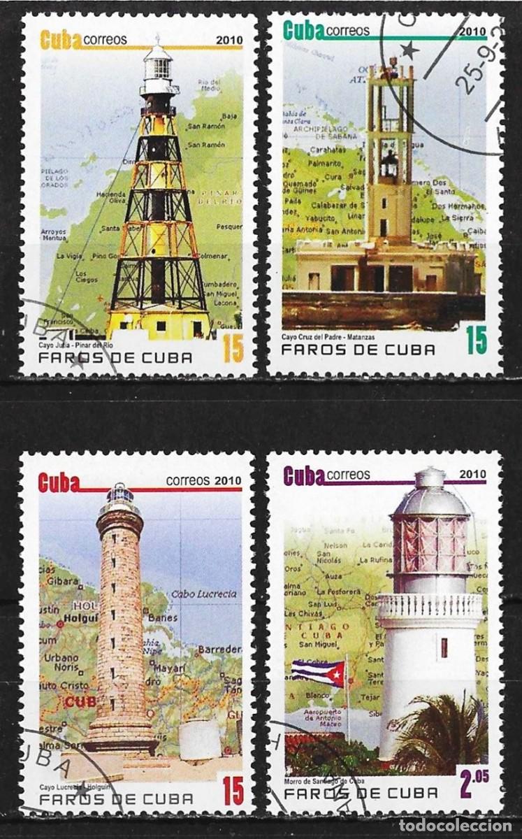 Sellos: Cuba 2010 - Mi 5441 a 5444 - YT 4873 a 4876 - Faros ( Serie completa )