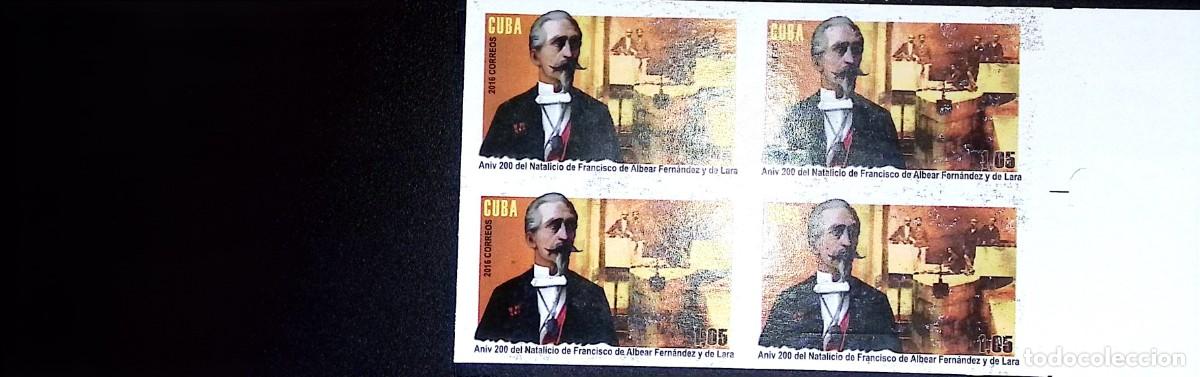 Sellos: TS) 2016 CUBA, DIE PROOF, IMPERFORATE, BLOCK OF 4,BICENTENARY OF THE BIRTH OF ENGINEER FRANCISCO DE