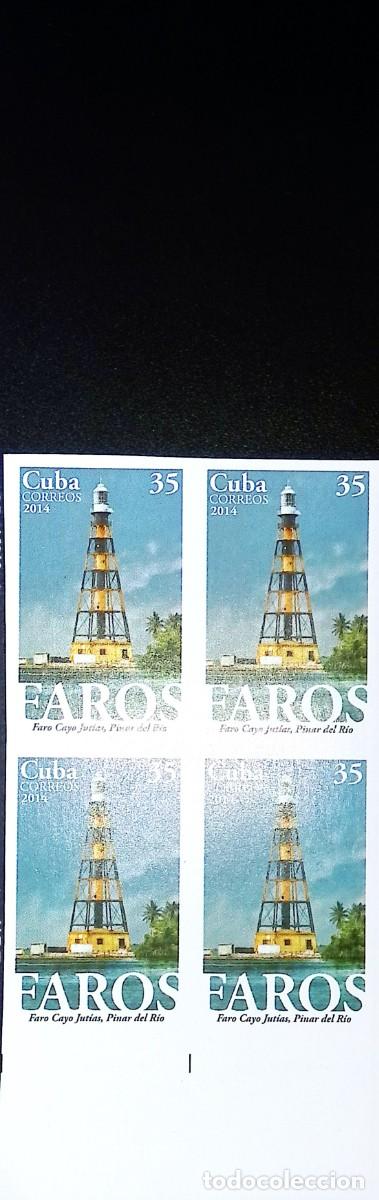 Sellos: TS) 2014 CUBA, DIE PROOF, IMPERFORATE, BLOCK OF 4,CAYO JUTIAS LIGHTHOUSE IN PINAR DEL RIO,MNH.