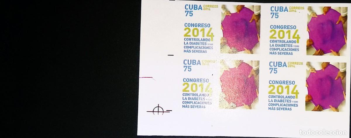 Sellos: TS) 2014 CUBA, DIE PROOF, IMPERFORATE, BLOCK OF 4,CONGRESS ON DIABETES CONTROL,MNH.