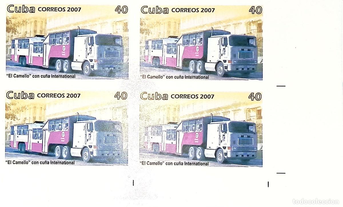 Sellos: TS) 2007 CUBA, DIE PROOF, IMPERFORATE, BLOCK OF 4,PUBLIC TRANSPORT:THE CAMEL,MNH.