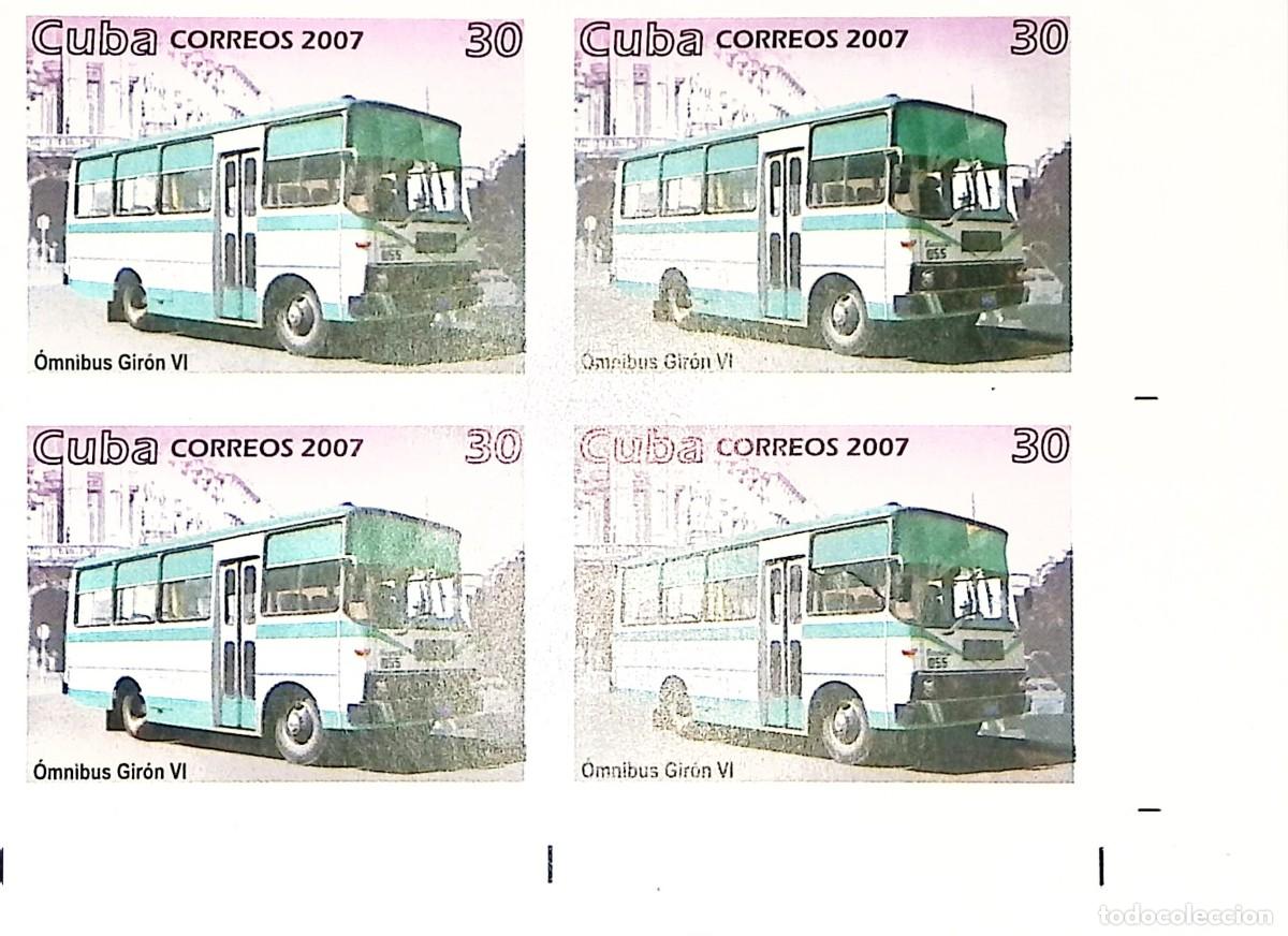 Sellos: TS) 2007 CUBA, DIE PROOF, IMPERFORATE, BLOCK OF 4,PUBLIC TRANSPORT:GIRON VI BUS,MNH.