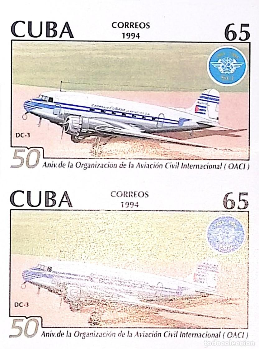 Sellos: TS) 1994 CUBA, DIE PROOF, IMPERFORATE, PAR,50TH ANNIVERSARY OF THE INTERNATIONAL CIVIL AVIATION ORGA