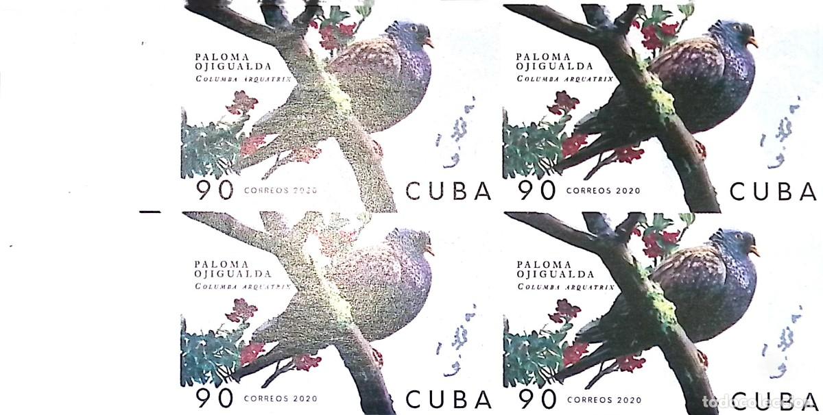 Sellos: TS) 1994 CUBA, DIE PROOF, IMPERFORATE, VARIETY OF COLOR, BLOCK OF 4,GOLDEN EYED DOVE,MNH.