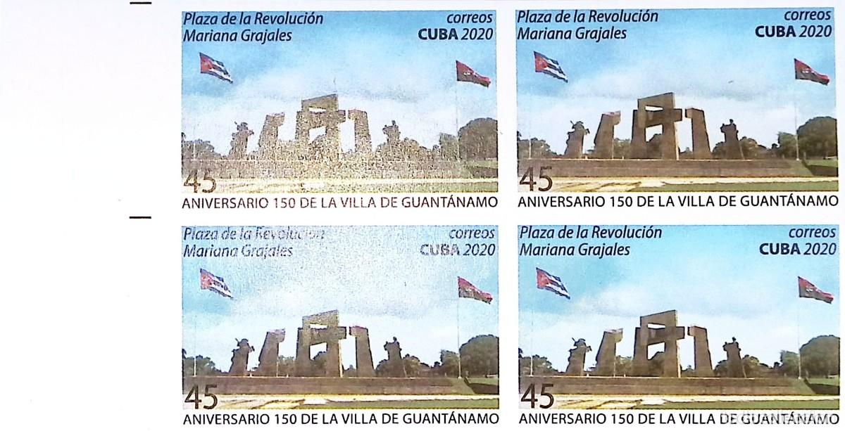 Sellos: TS) 2020 CUBA, DIE PROOF, IMPERFORATE, BLOCK OF 4,150TH ANNIVERSARY OF THE FOUNDING OF GUANTANAMO,MN