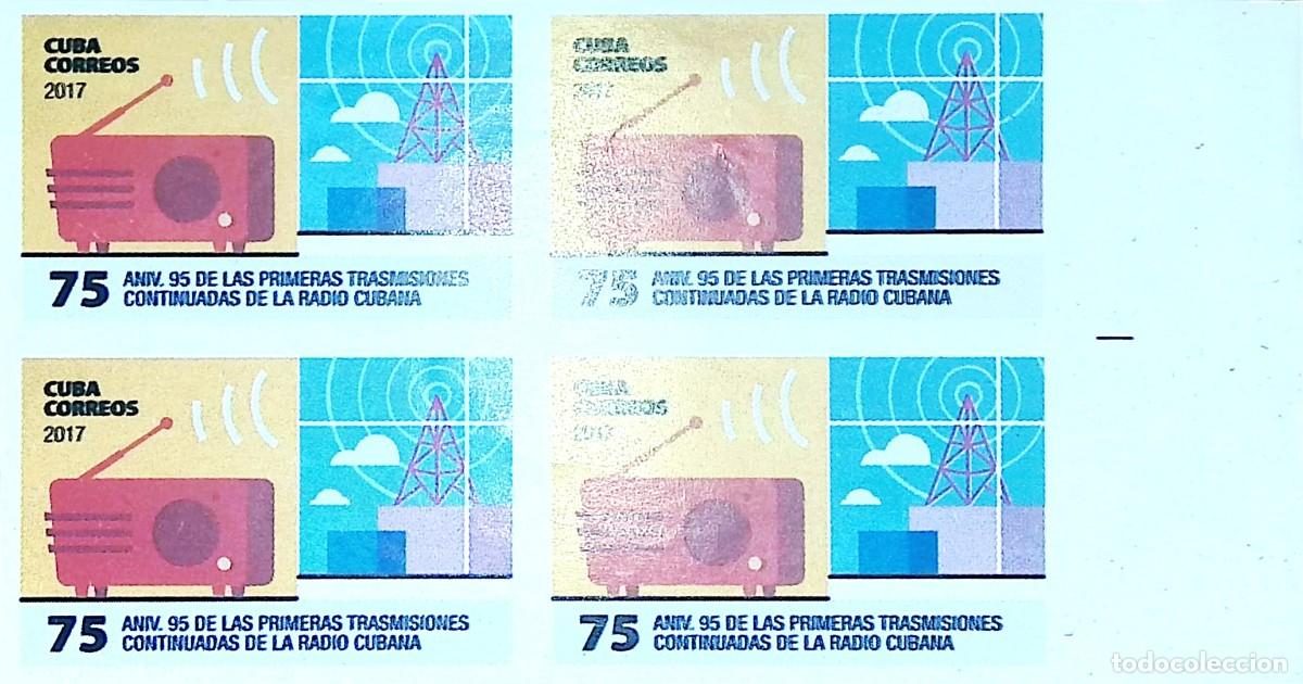 Sellos: TS) 2017 CUBA, DIE PROOF, IMPERFORATE, BLOCK OF 4,95TH ANNIVERSARY OF CUBAN RADIO,MNH.