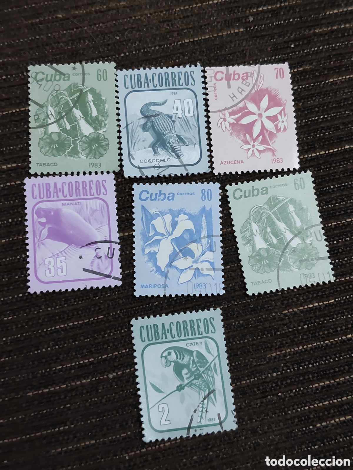 Sellos: 7 sellos de Cuba Flora y Fauna 1981-83