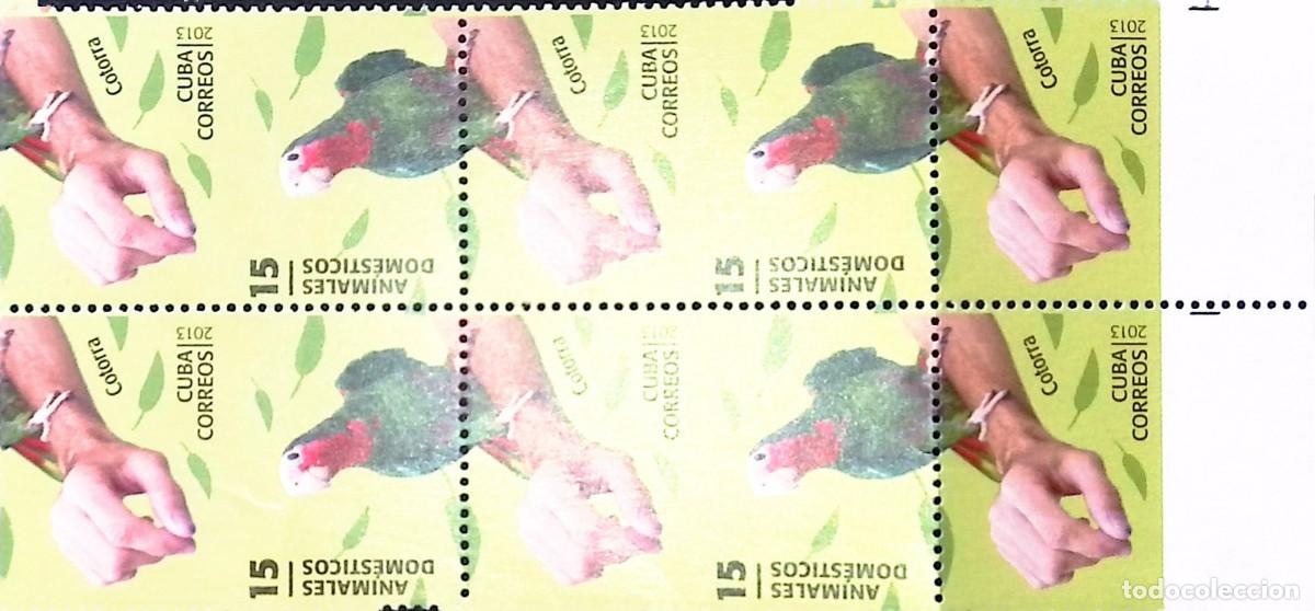 Sellos: TS) 2013 CUBA,DIE PROOF, PERFORATE, DISPLACED IMAGE,BLOCK OF 4, DOMESTIC FAUNA,MNH.