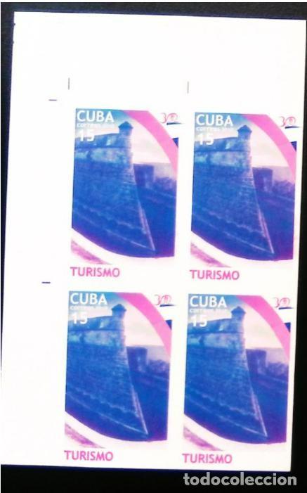 Sellos: TS) 2010 CUBA,DIE PROOF, IMPERFORATE, BLOCK OF 4,TOURISM AT CASTILLO DEL MORRO IN SANTIAGO DE CUBA,M