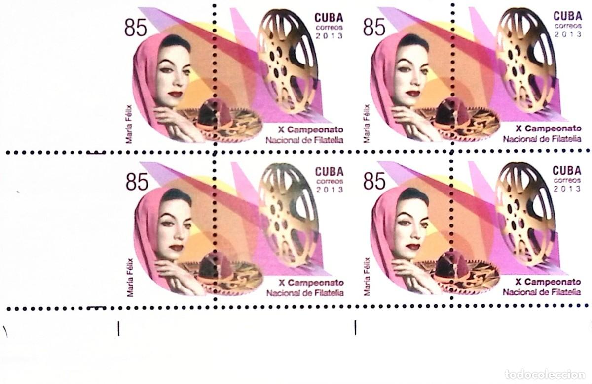 Sellos: TS) 2013 CUBA,DIE PROOF, PERFORATE, DISPLACED IMAGE, BLOCK OF 4, 10TH NATIONAL PHILATELIC CHAMPIONSH