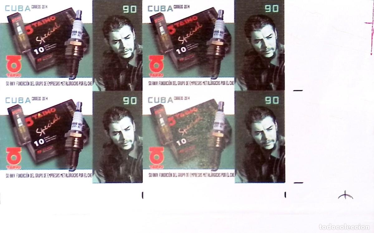 Sellos: TS) 2014 CUBA,DIE PROOF, IMPERFORATE, BLOCK OF 4,TRIBUTE TO THE GUERRILLA FIGHTER ERNESTO CHE GUEVAR