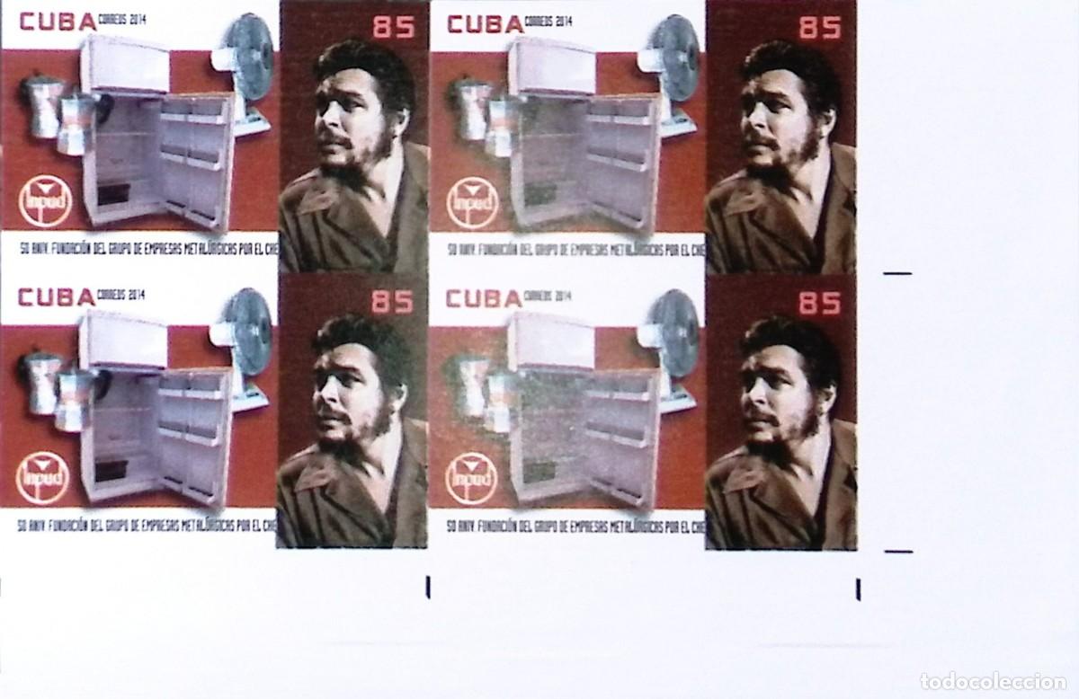 Sellos: TS) 2014 CUBA,DIE PROOF, IMPERFORATE, BLOCK OF 4,TRIBUTE TO THE GUERRILLA FIGHTER ERNESTO CHE GUEVAR