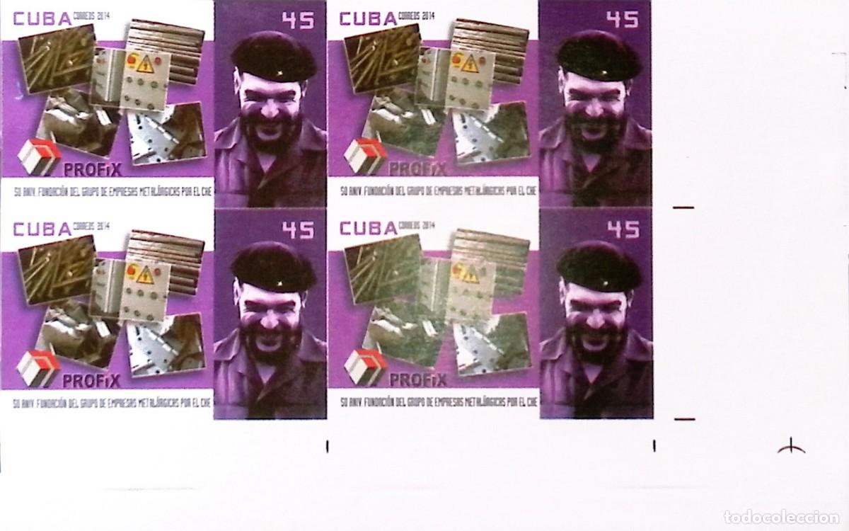 Sellos: TS) 2014 CUBA,DIE PROOF, IMPERFORATE, BLOCK OF 4,TRIBUTE TO THE GUERRILLA FIGHTER ERNESTO CHE GUEVAR