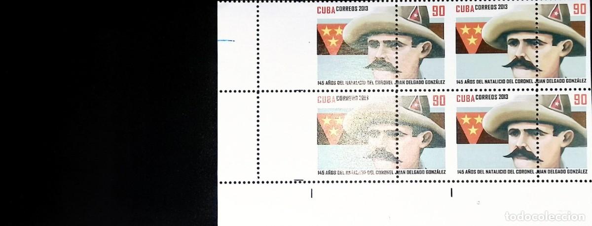 Sellos: TS) 2013 CUBA,DIE PROOF, PERFORATE, DISPLACED IMAGE, BLOCK OF 4, 145TH ANNIVERSARY OF THE BIRTH OF C