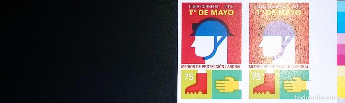 Sellos: TS) 2015 CUBA,DIE PROOF, IMPERFORATE, BLOCK OF 2,INTERNATIONAL WORKERS DAY,MNH.
