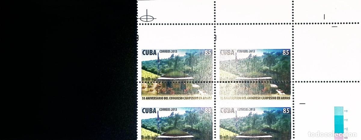 Sellos: TS) 2013 CUBA,DIE PROOF, PERFORATE, DISPLACED IMAGE, VARIETY OF COLOR, BLOCK OF 4, 55TH ANNIVERSARY