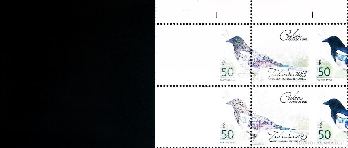 Sellos: TS) 2013 CUBA,DIE PROOF, PERFORATE, DISPLACED IMAGE, BLOCK OF 4, INTERNATIONAL PHILATELIC EXHIBITION