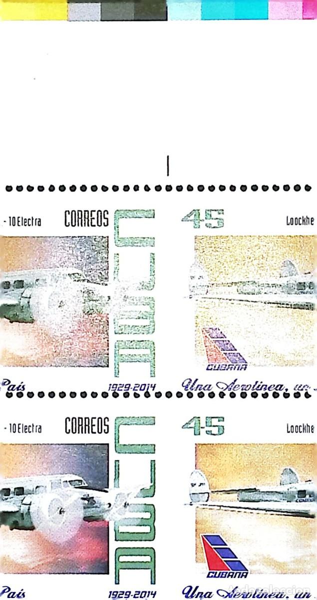 Sellos: TS) 2014 CUBA,DIE PROOF, PERFORATE, DISPLACED IMAGE, BLOCK OF 4, 85TH ANNIVERSARY OF CUBAN AVIATION